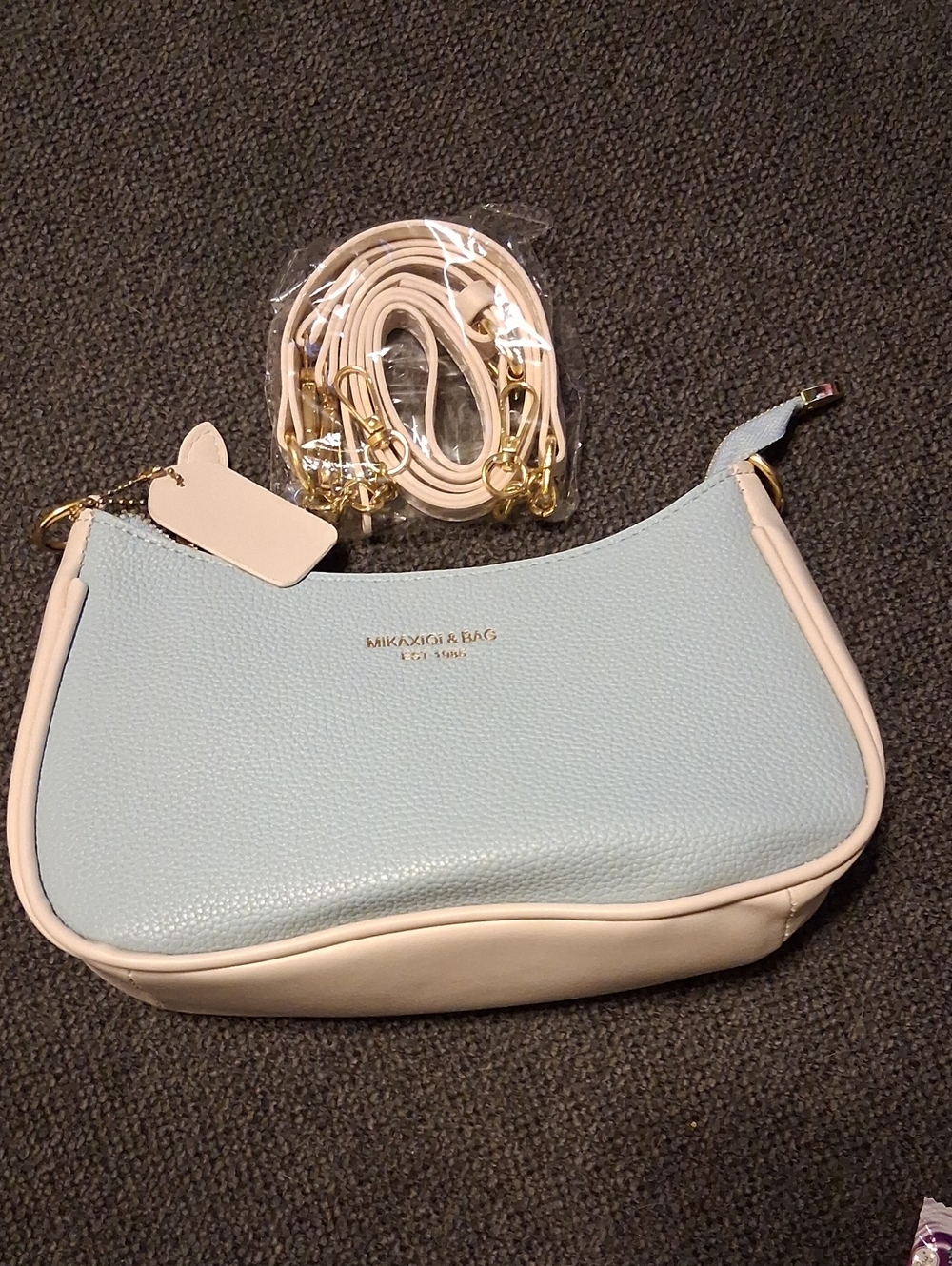 Light Blue and  Cream Shoulder Bag